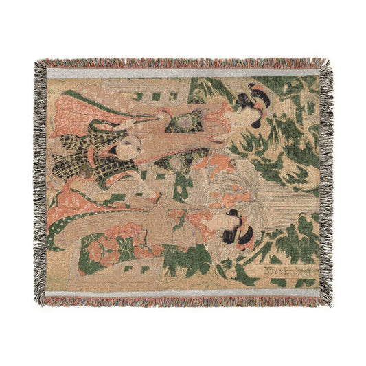 Mount Haruna in Kozuke Province Woven Throw Blanket