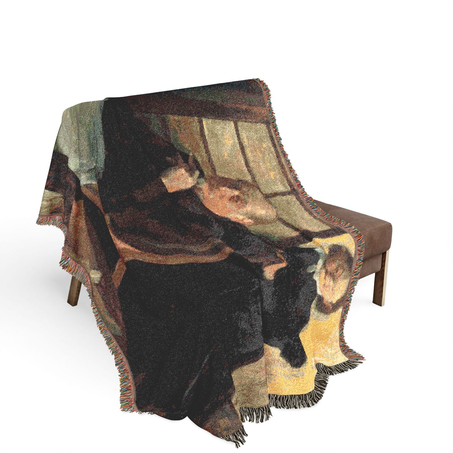 Hilaire Germain Edgar Degas - Henri Degas and His Niece Lucie Degas (The Artist's Uncle and Cousin) | Woven Tapestry Blanket