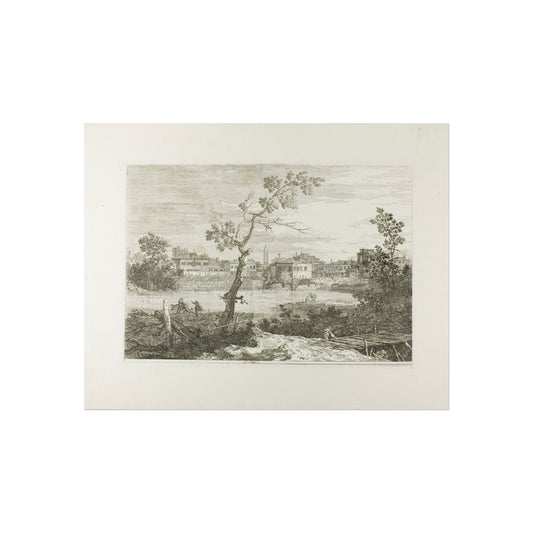 View of a Town on a River Bank — Canaletto Fine Art Poster