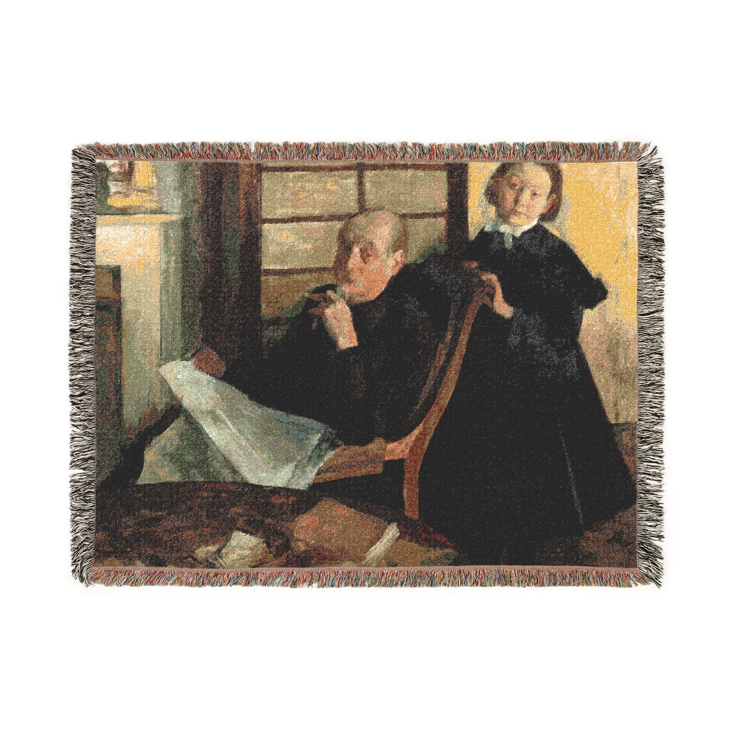 Hilaire Germain Edgar Degas - Henri Degas and His Niece Lucie Degas (The Artist's Uncle and Cousin) | Woven Tapestry Blanket