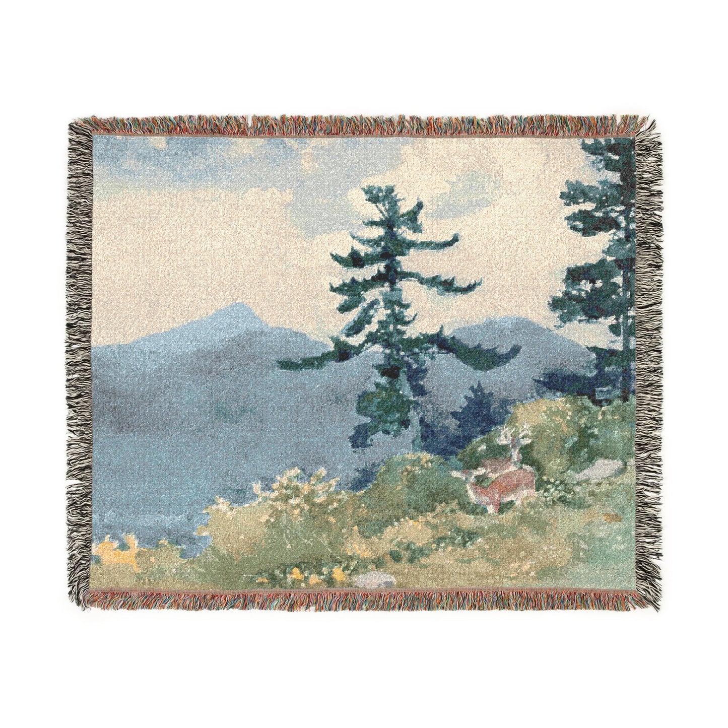 Winslow Homer - North Woods Club, Adirondacks (The Interrupted Tete-a-Tete) | Woven Tapestry Blanket
