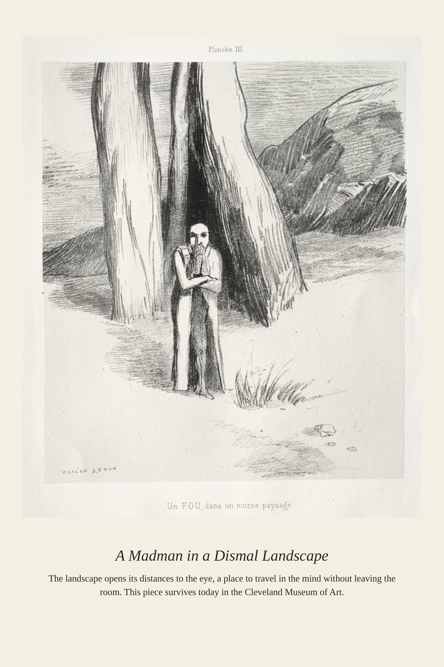 A Madman in a Dismal Landscape - Antique Landscape Print