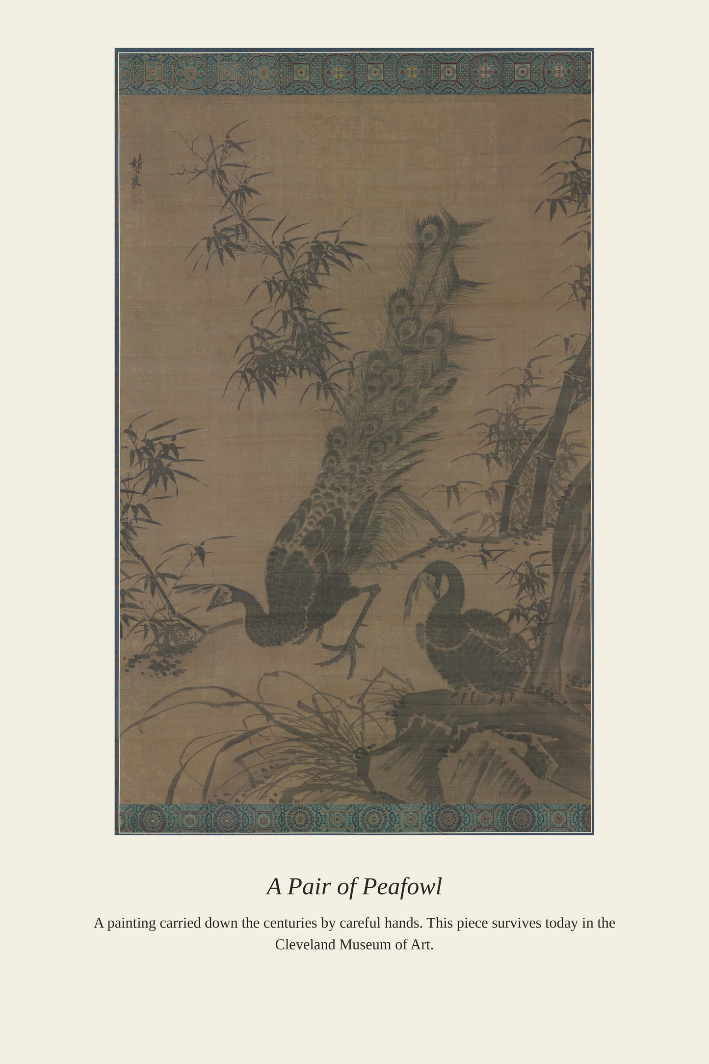 A Pair of Peafowl - Antique Asian Art Print