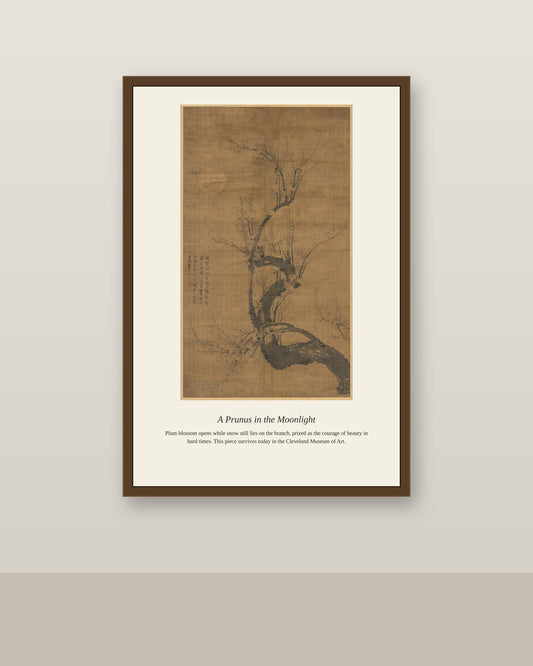 A Prunus in the Moonlight - Antique Asian Art Print