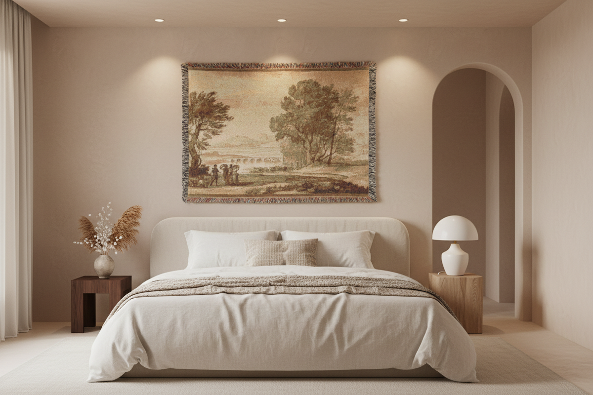 A Wooded River Landscape — Lorrain Tapestry Blanket