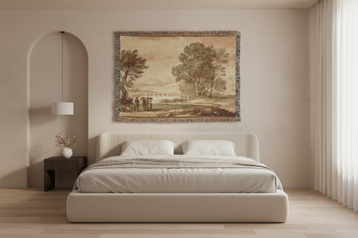 A Wooded River Landscape — Lorrain Tapestry Blanket