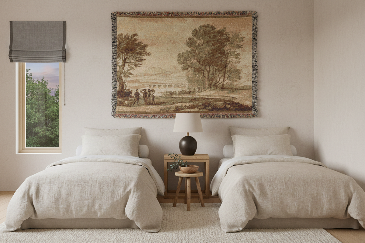 A Wooded River Landscape — Lorrain Tapestry Blanket