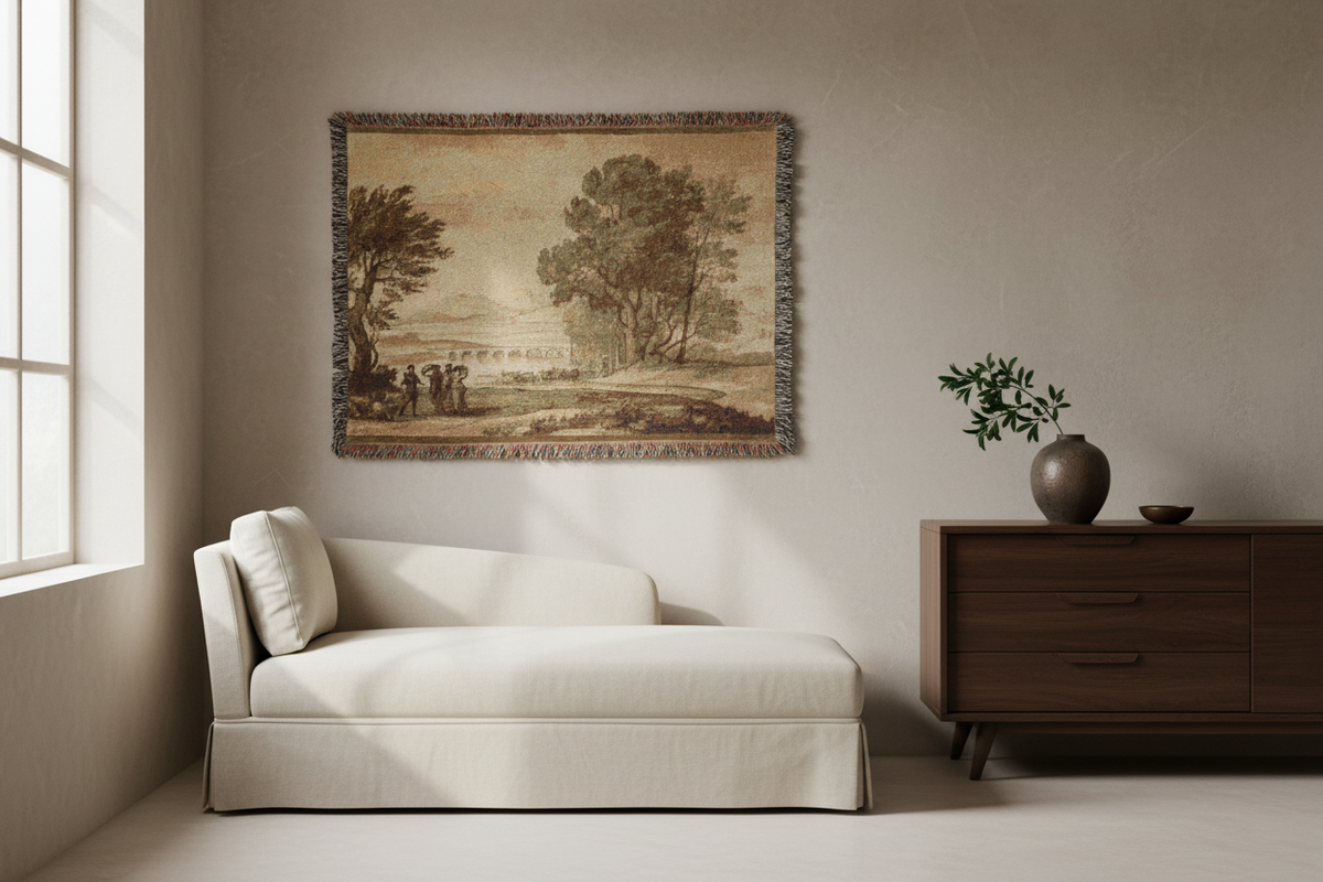 A Wooded River Landscape — Lorrain Tapestry Blanket
