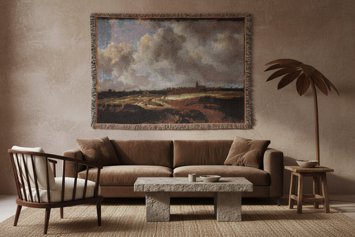 A Wooded Village behind the Dunes — Ruisdael Tapestry Blanket