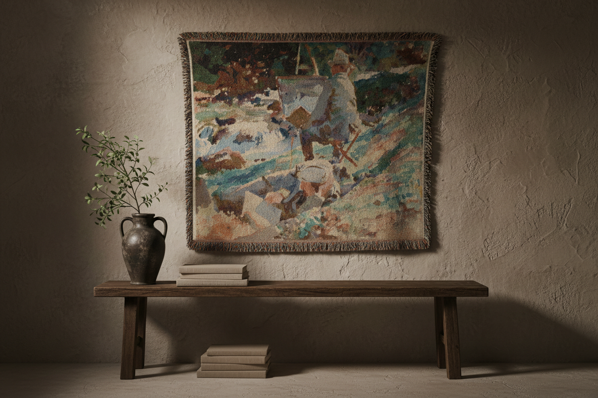 An Artist at His Easel — Sargent Tapestry Blanket