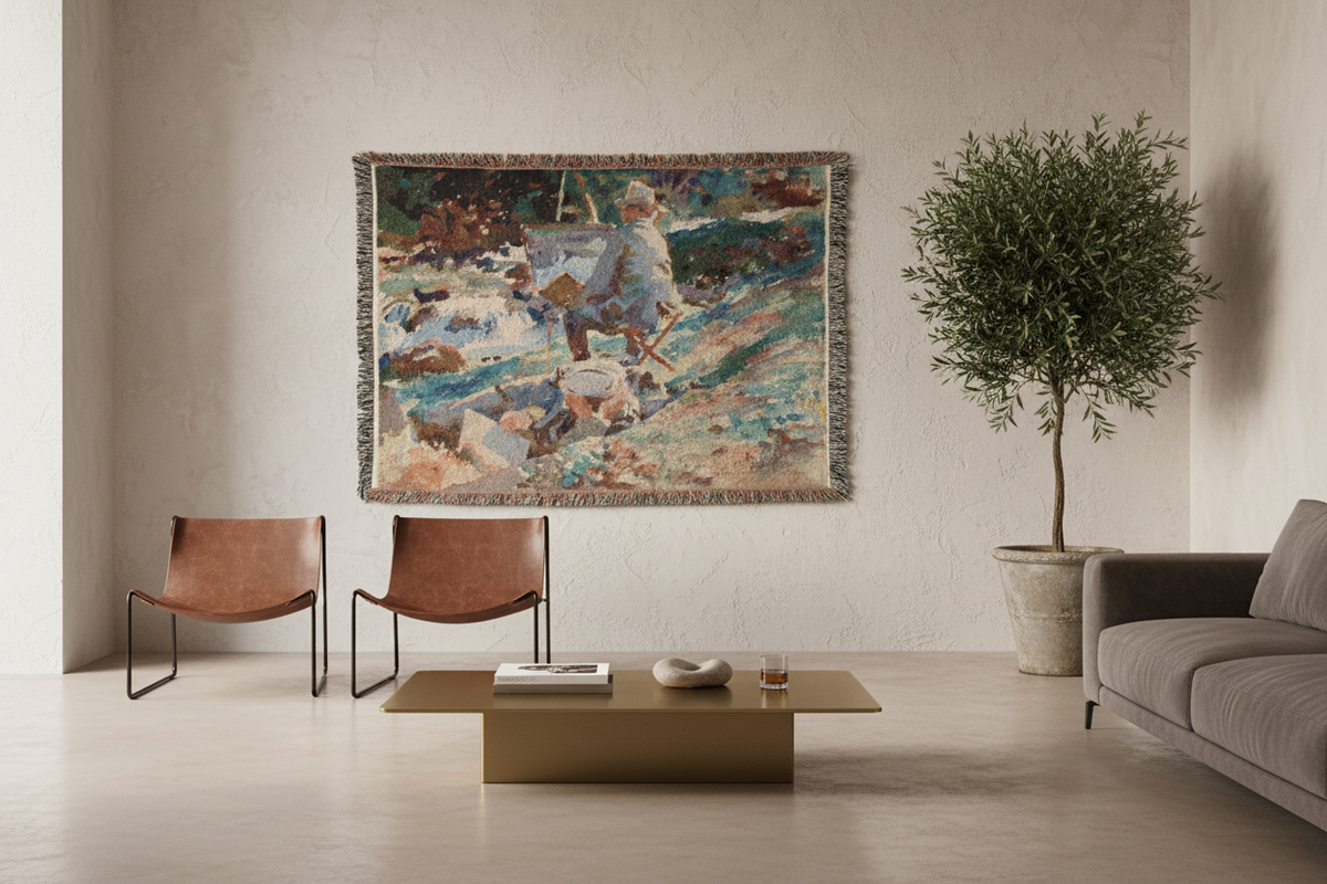 An Artist at His Easel — Sargent Tapestry Blanket