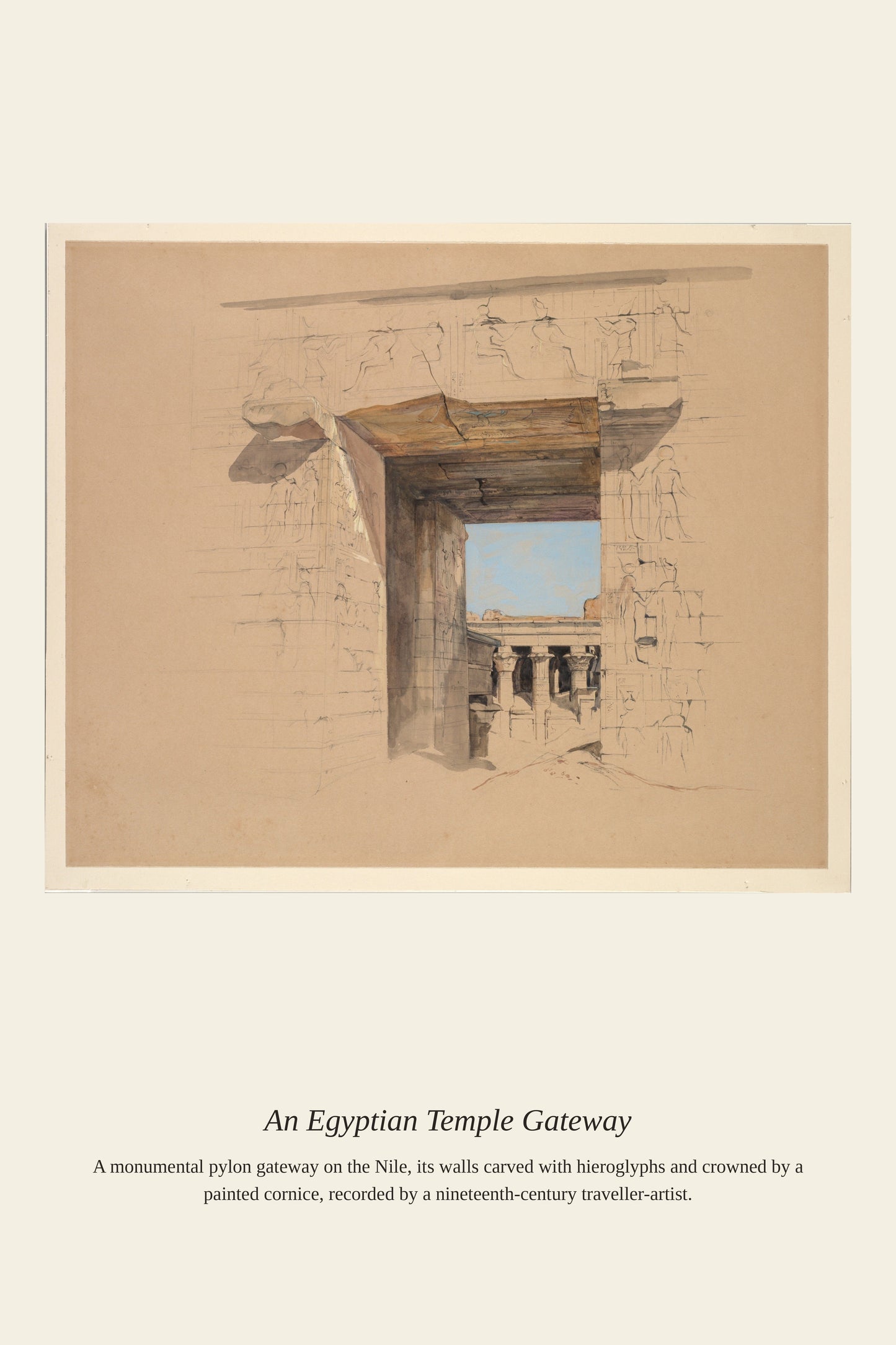 An Egyptian Temple Gateway - Antique Architectural Print