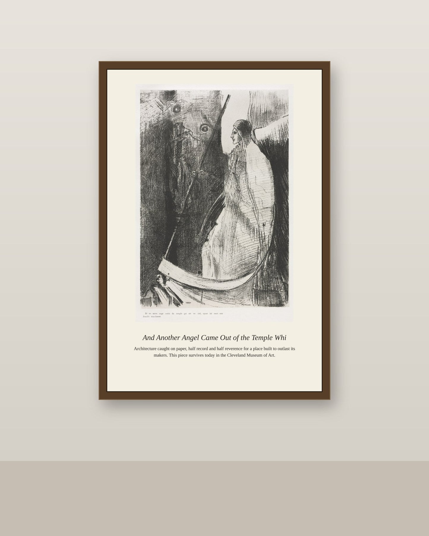 And Another Angel Came Out antique religious art print shown framed on a wall in a styled room