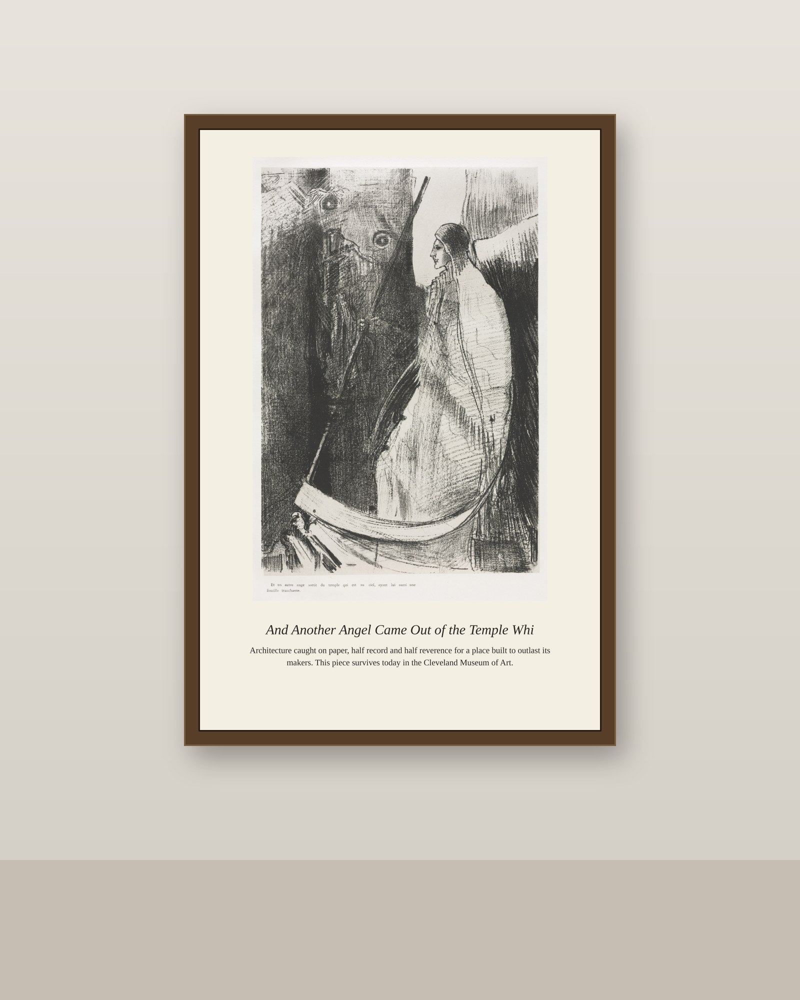 And Another Angel Came Out antique religious art print shown framed on a wall in a styled room