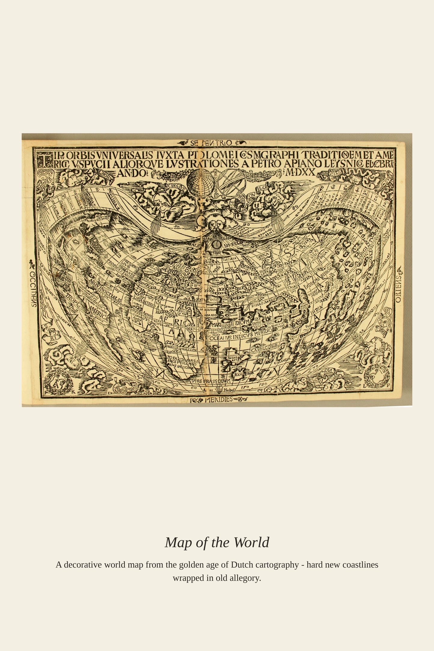 Apian World Map - Antique World Map Print