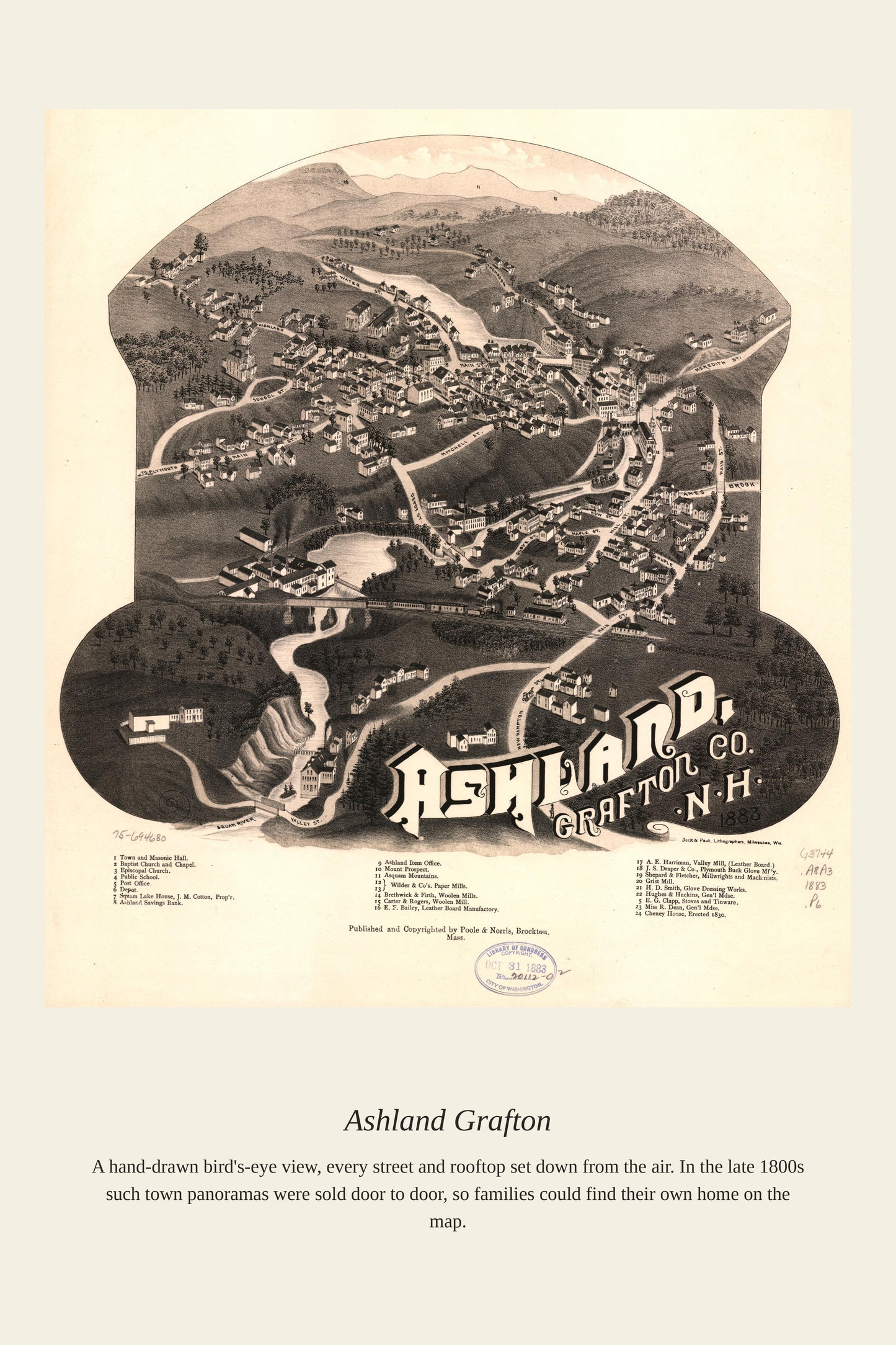 Ashland Grafton - Antique Map Print