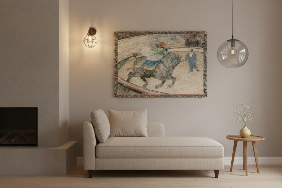 At the Circus: Work — Toulouse-Lautrec Tapestry Blanket