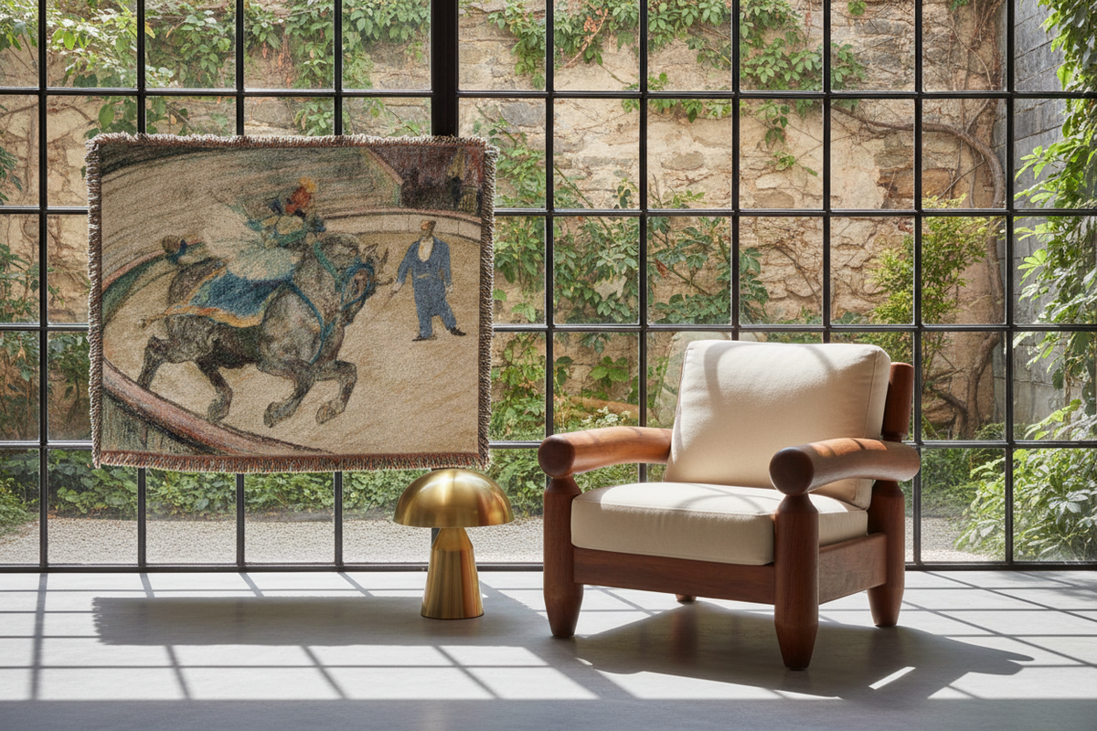 At the Circus: Work — Toulouse-Lautrec Tapestry Blanket