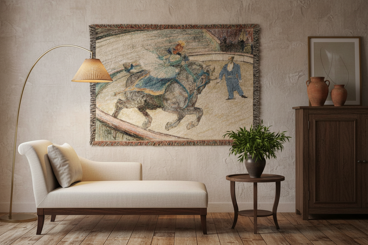 At the Circus: Work — Toulouse-Lautrec Tapestry Blanket