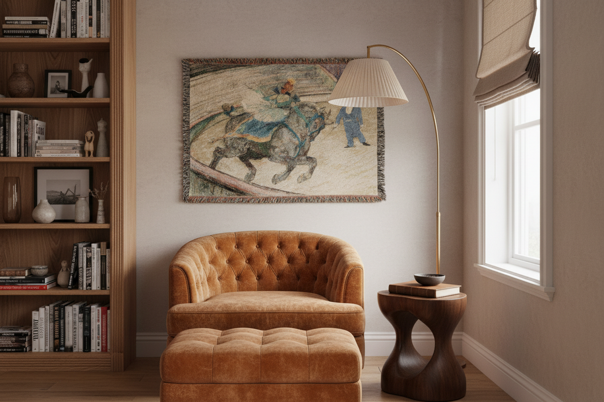 At the Circus: Work — Toulouse-Lautrec Tapestry Blanket