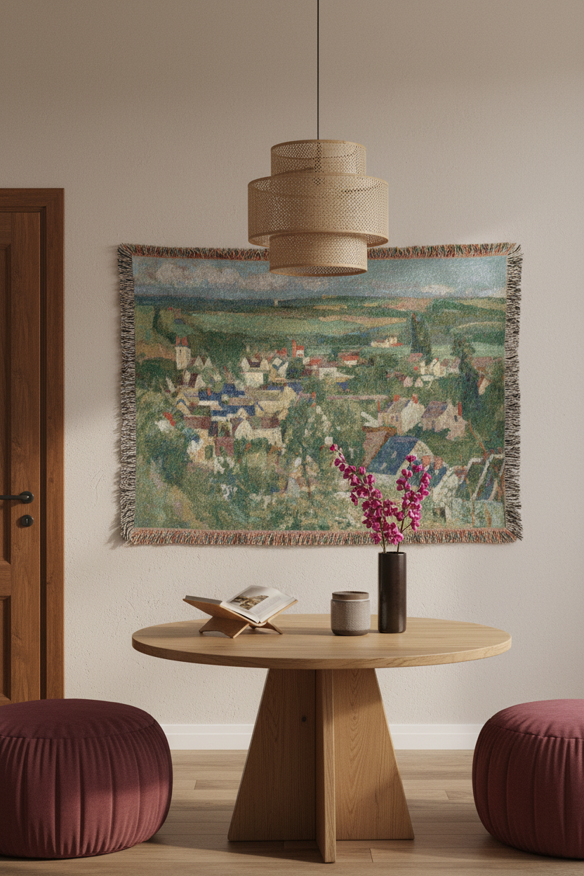 Auvers, Panoramic View — Cézanne Tapestry Blanket