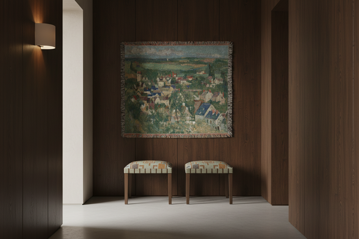 Auvers, Panoramic View — Cézanne Tapestry Blanket
