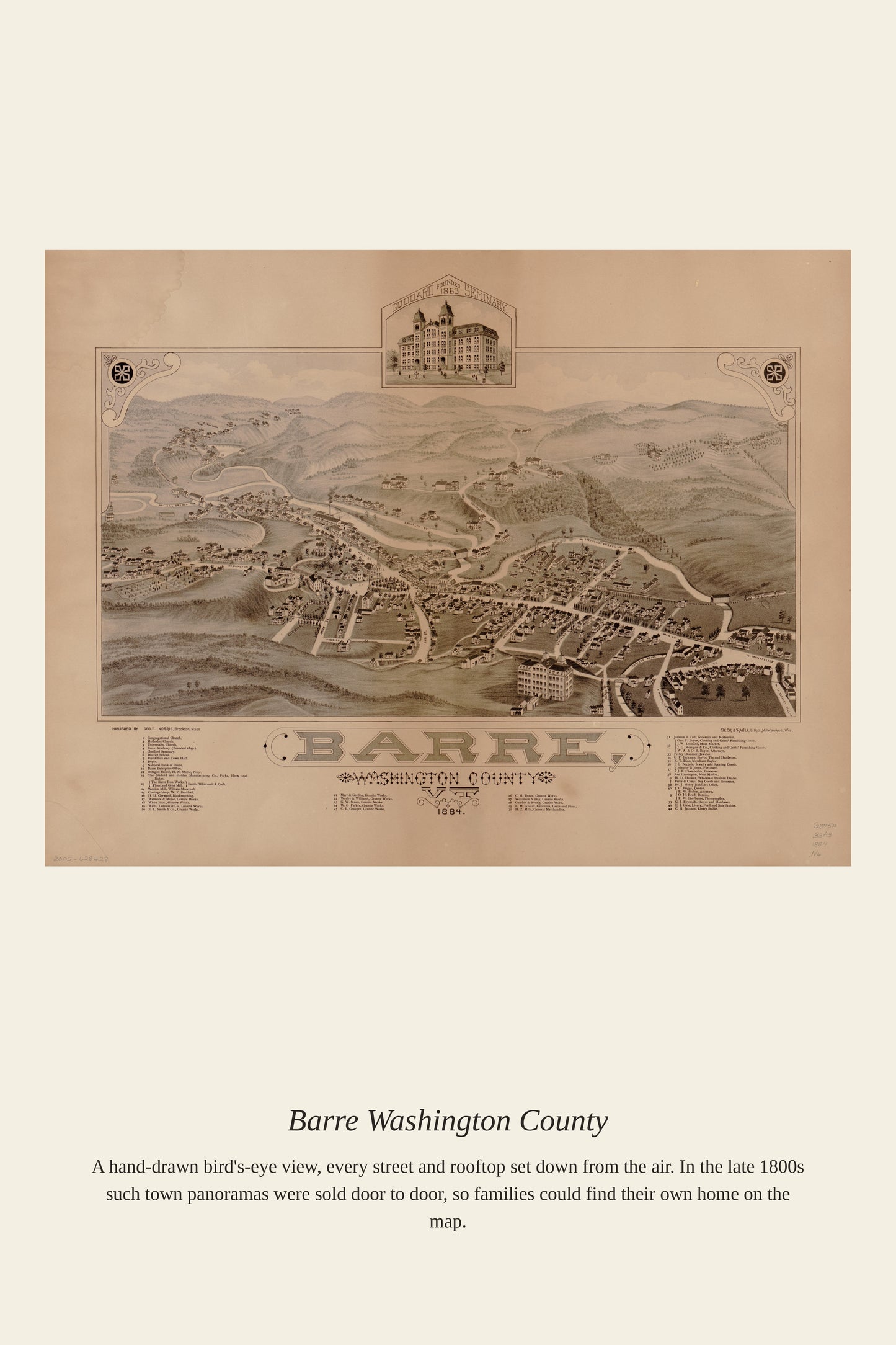 Barre Washington County - Antique Map Print