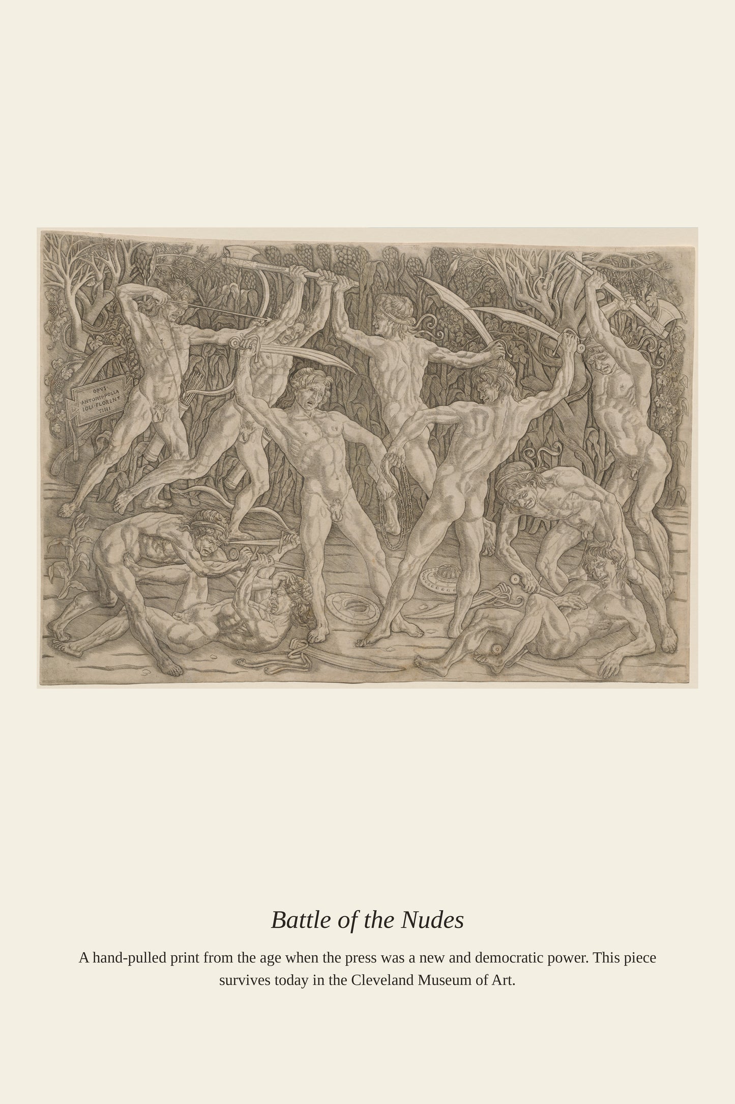 Battle of the Nudes - Antique Historical Print