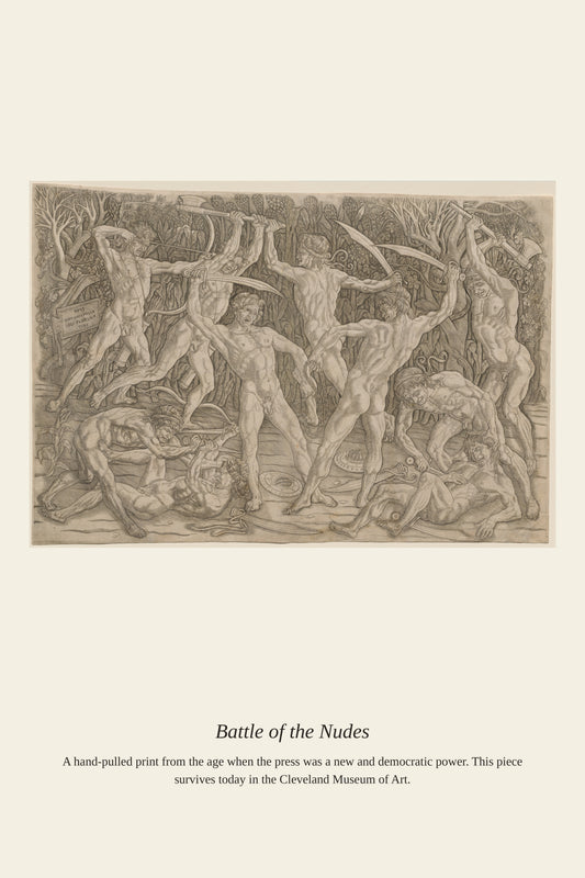Battle of the Nudes - Antique Historical Print