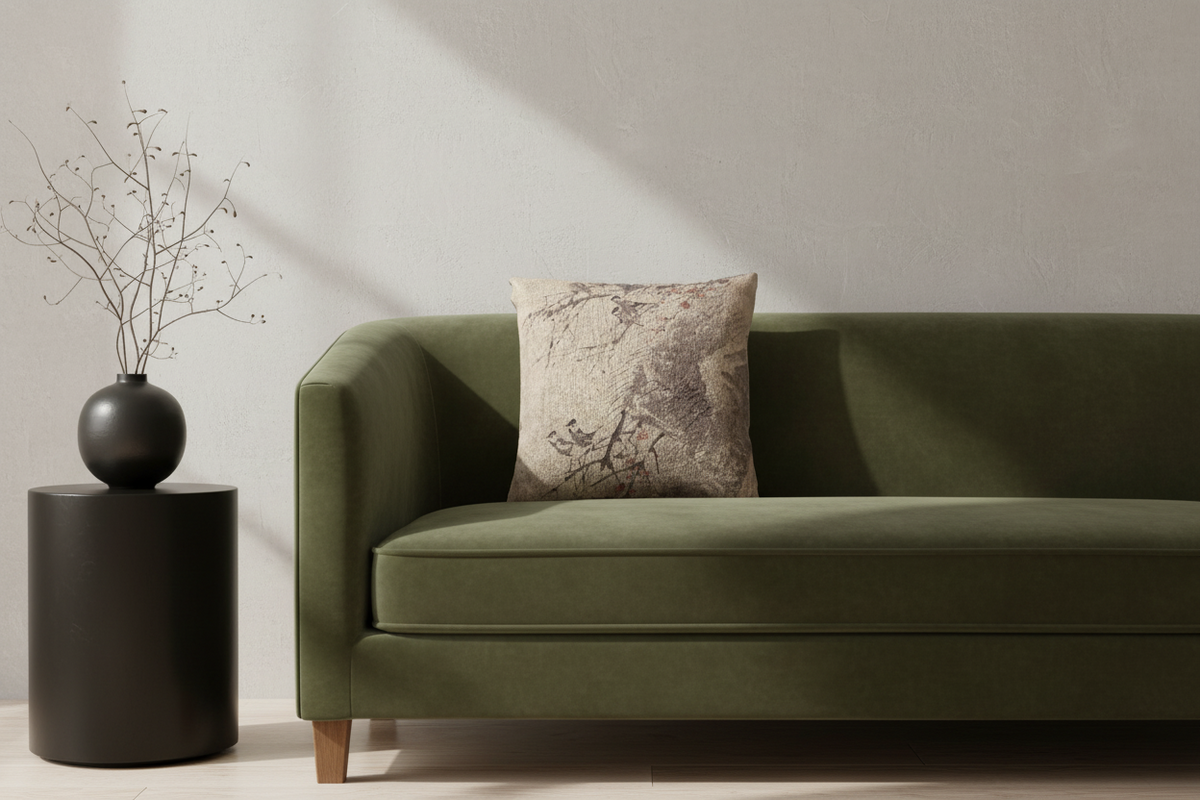 Birds on Red Plum Pillow