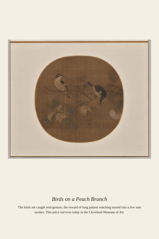 Birds on a Peach Branch - Antique Natural History Print