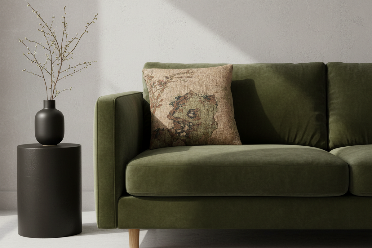 Birds on a Tree with Fruit and Autumn Foliage Pillow