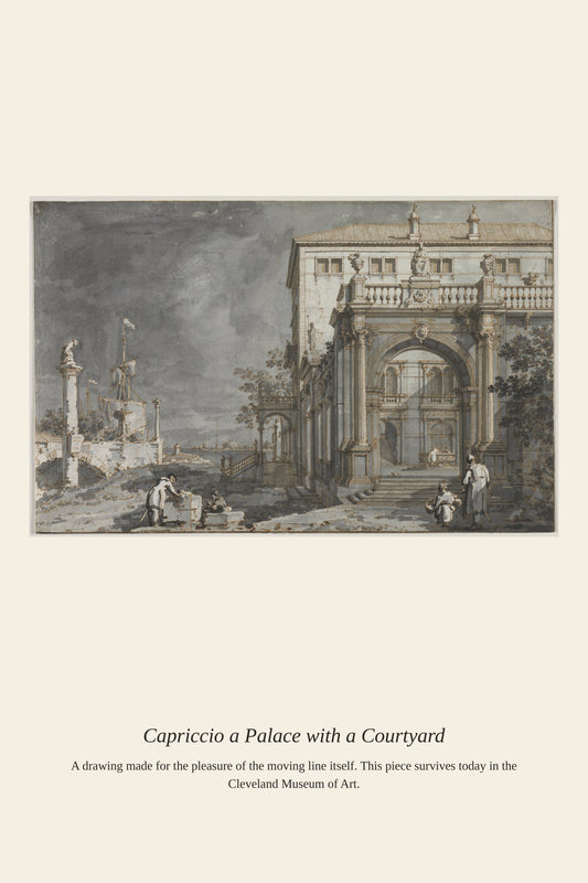Capriccio a Palace with a Courtyard - Antique Architectural Print