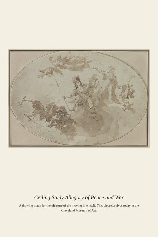 Ceiling Study Allegory of Peace and War - Antique Historical Print