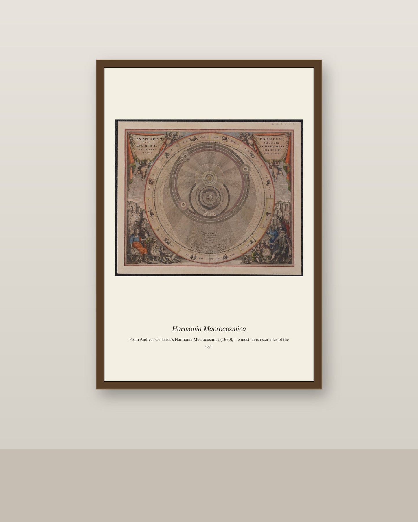 Cellarius Celestial Chart (25) antique celestial print shown framed on a wall in a styled room