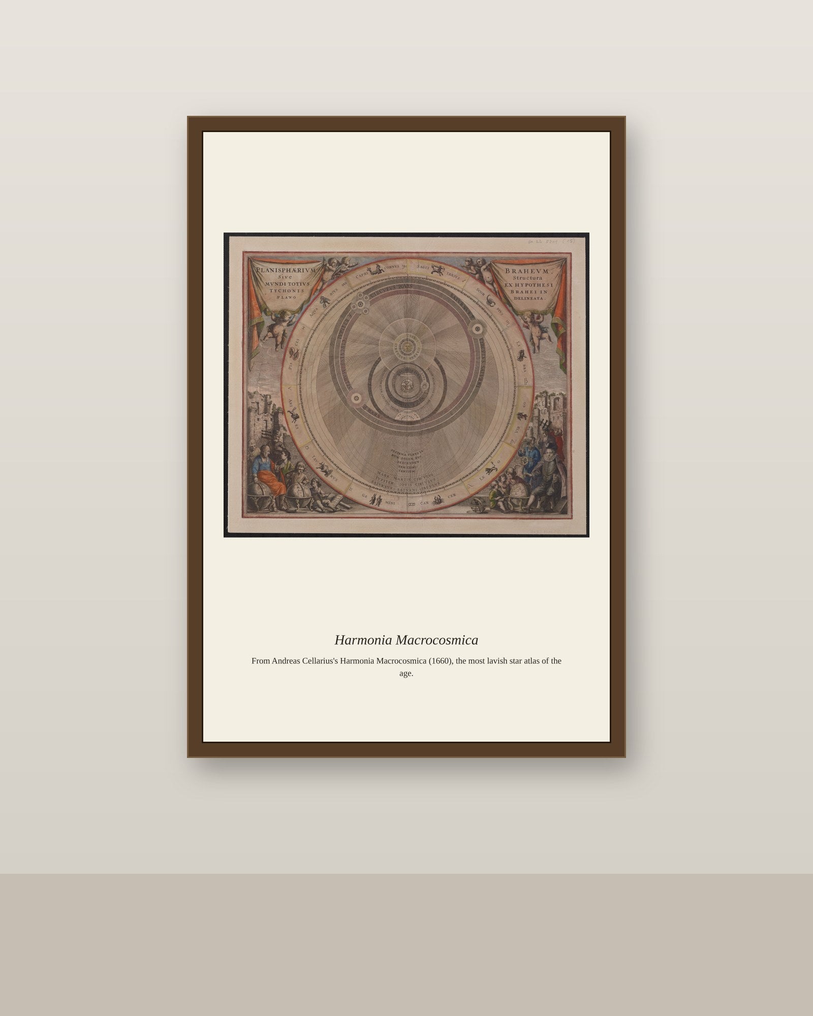 Cellarius Celestial Chart (25) antique celestial print shown framed on a wall in a styled room