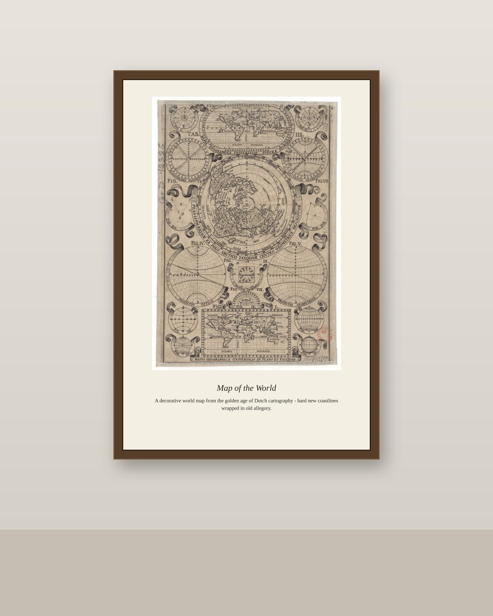 Cellarius Celestial Chart (7) antique celestial print shown framed on a wall in a styled room