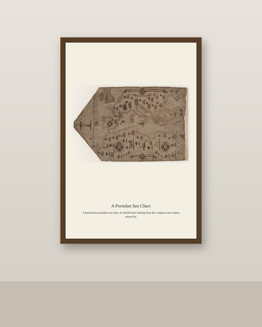 Chart of the Atlantic Ocean (4) antique nautical chart print shown framed on a wall in a styled room