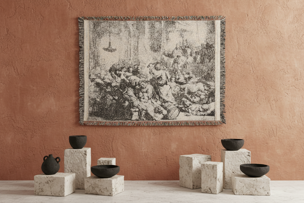 Christ Driving the Money Changers — Rembrandt Tapestry Blanket