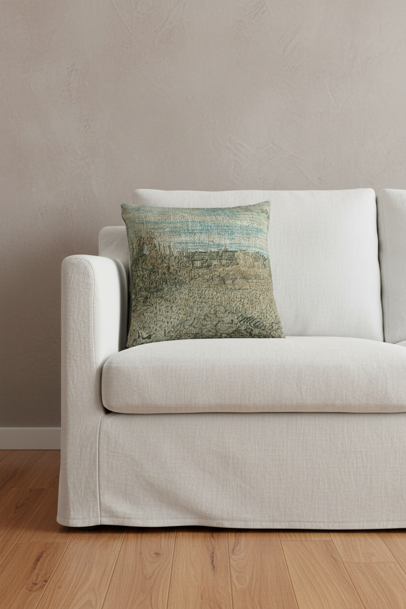 Cottages with a Woman Working — Van Gogh Pillow