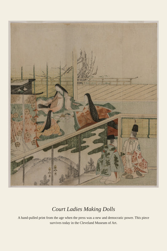 Court Ladies Making Dolls - Antique Asian Art Print