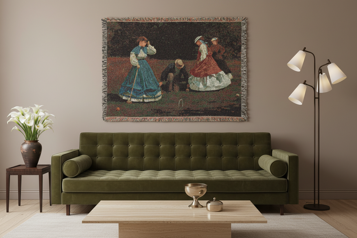 Croquet Scene — Homer Tapestry Blanket