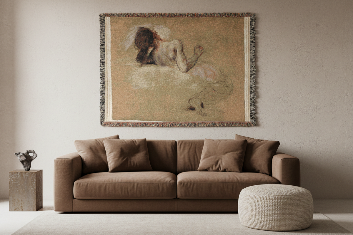 Crouching Woman — Delacroix Tapestry Blanket
