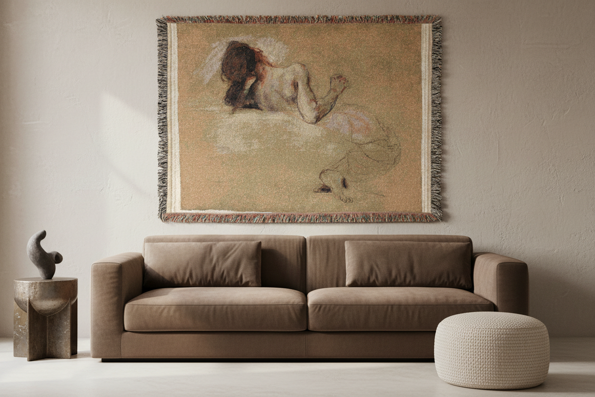 Crouching Woman — Delacroix Tapestry Blanket