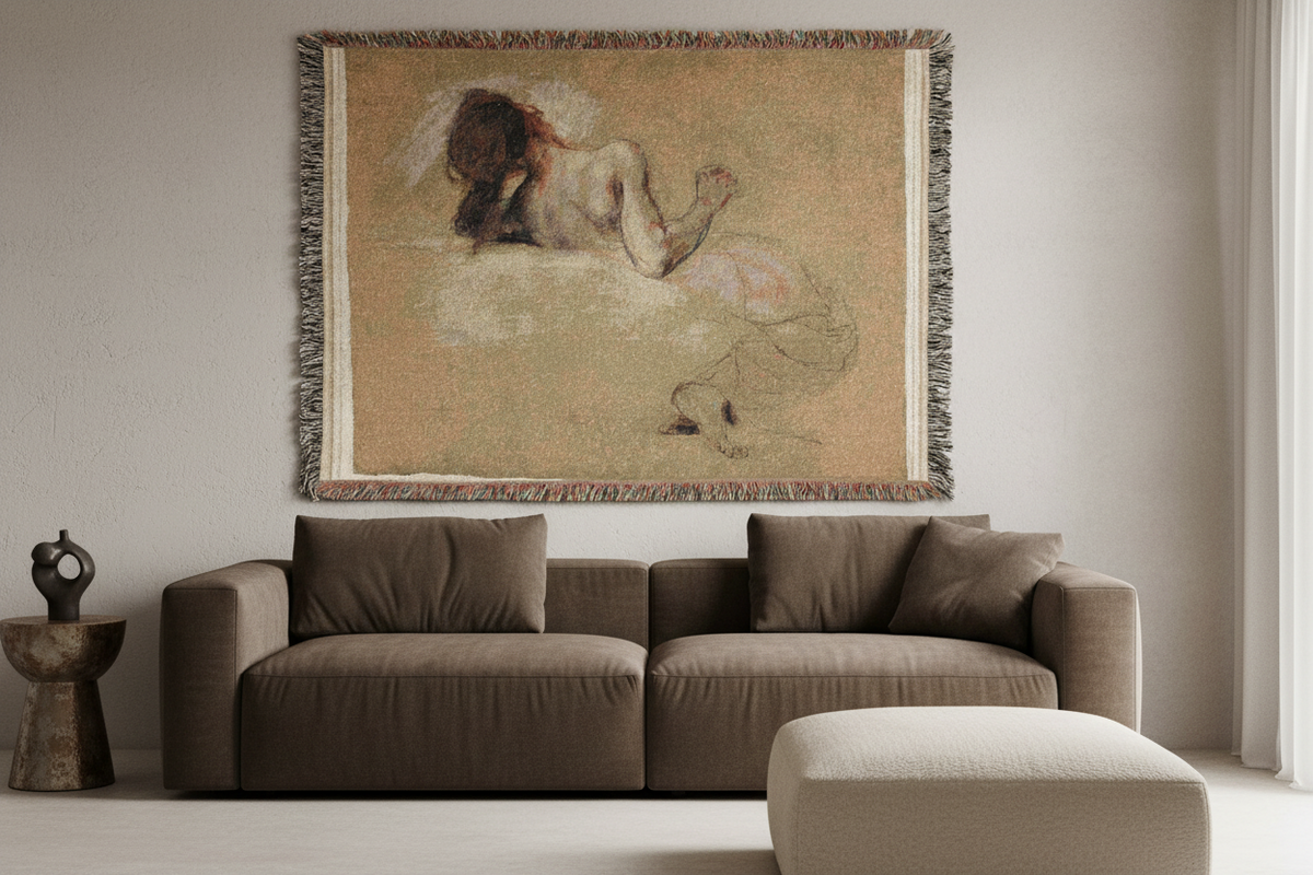 Crouching Woman — Delacroix Tapestry Blanket