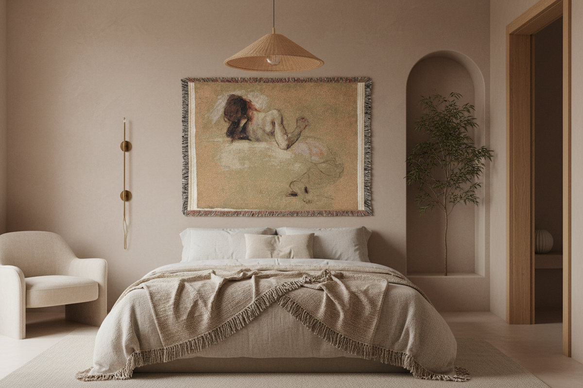 Crouching Woman — Delacroix Tapestry Blanket