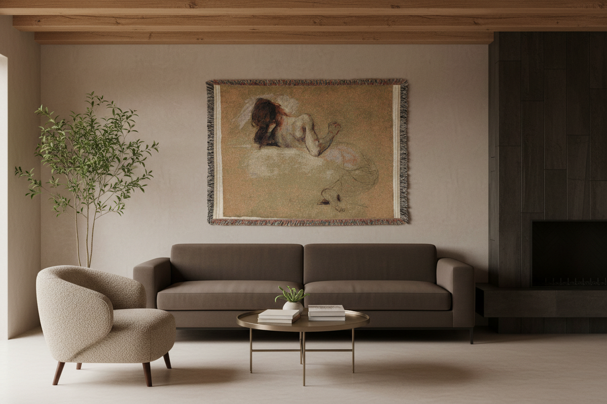 Crouching Woman — Delacroix Tapestry Blanket