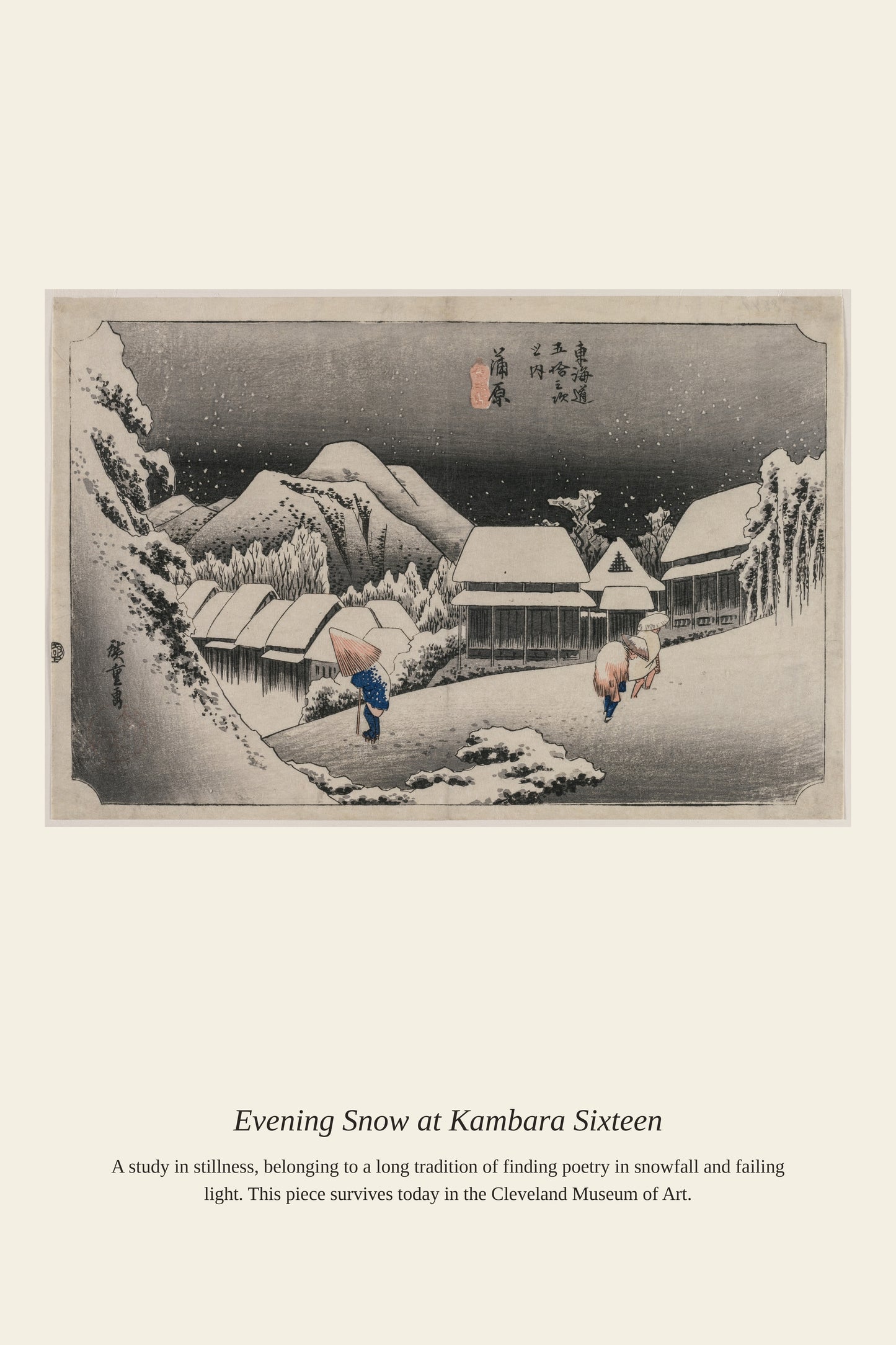 Evening Snow at Kambara Sixteen - Antique Landscape Print