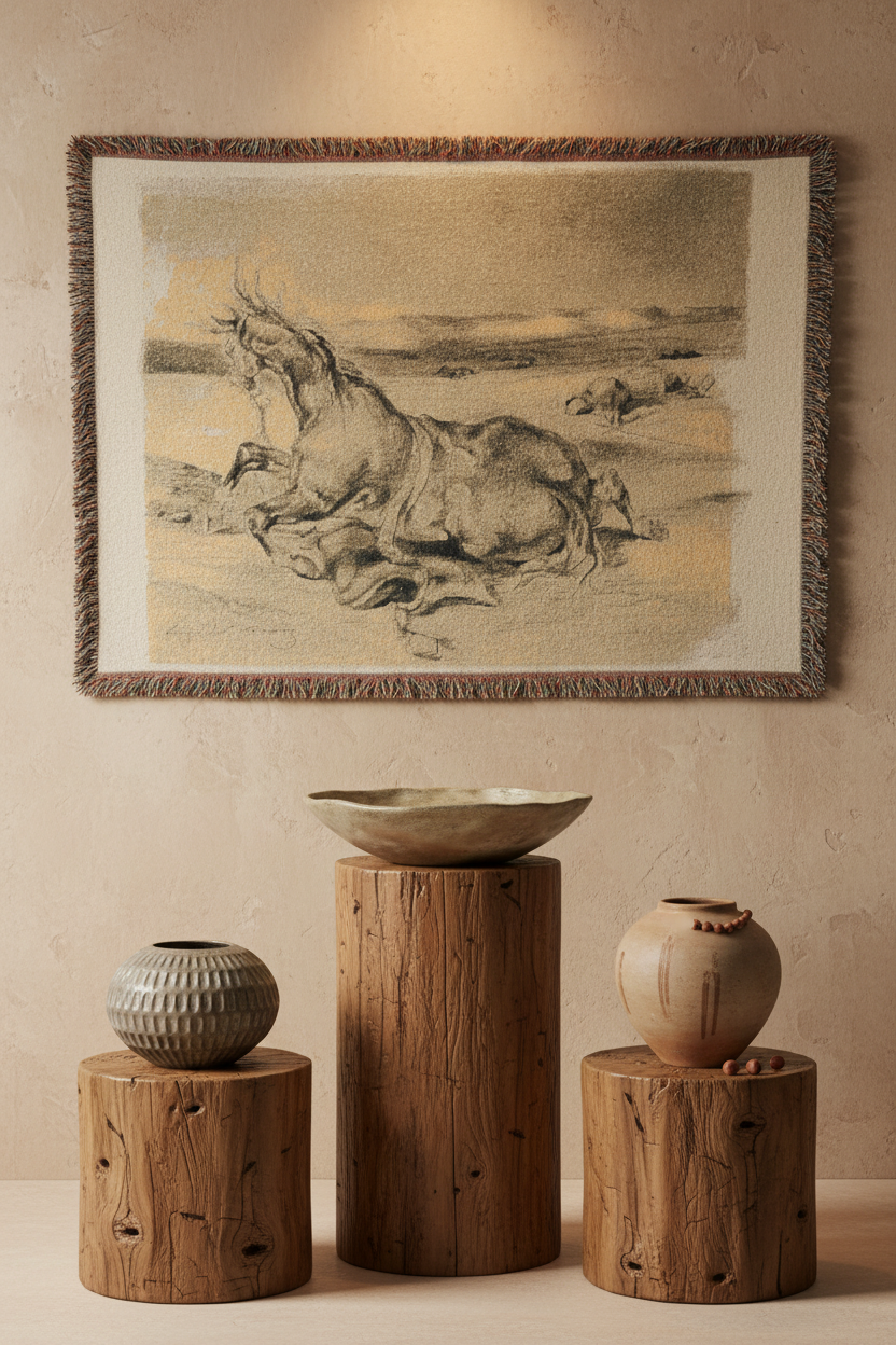 Fallen Horse and Dead Knight — Delacroix Tapestry Blanket