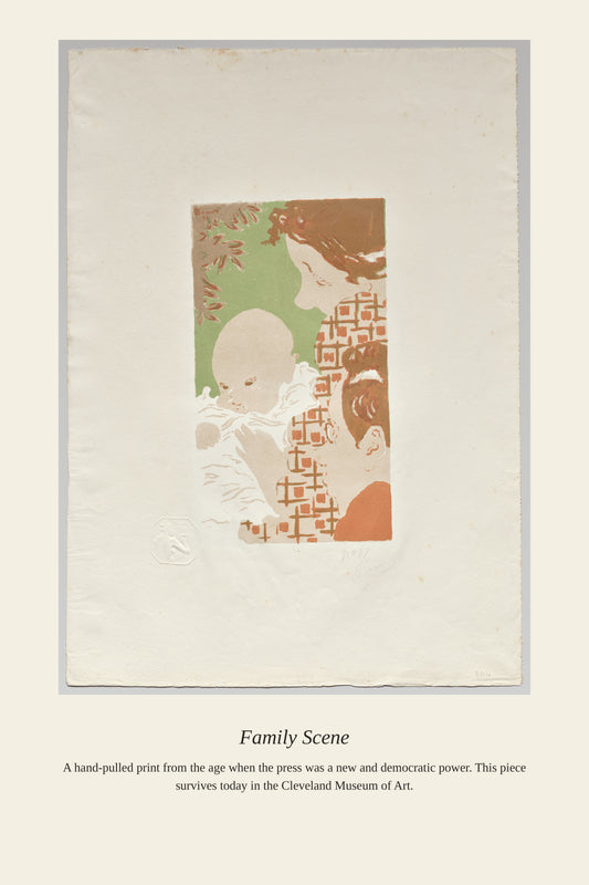 Family Scene - Antique Asian Art Print